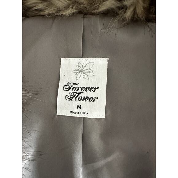 Boho Faux Fur Vest with Pockets | Shaggy Open Vest Medium - Picture 5 of 6